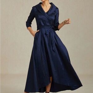 MSGLAMOR Stretch Taffeta Cocktail Dress with Tie Belt, Navy Blue, NEW w/ tags